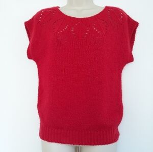 Vintage Victoria Jones Top Knit Sleeves in Red Size Medium Petite